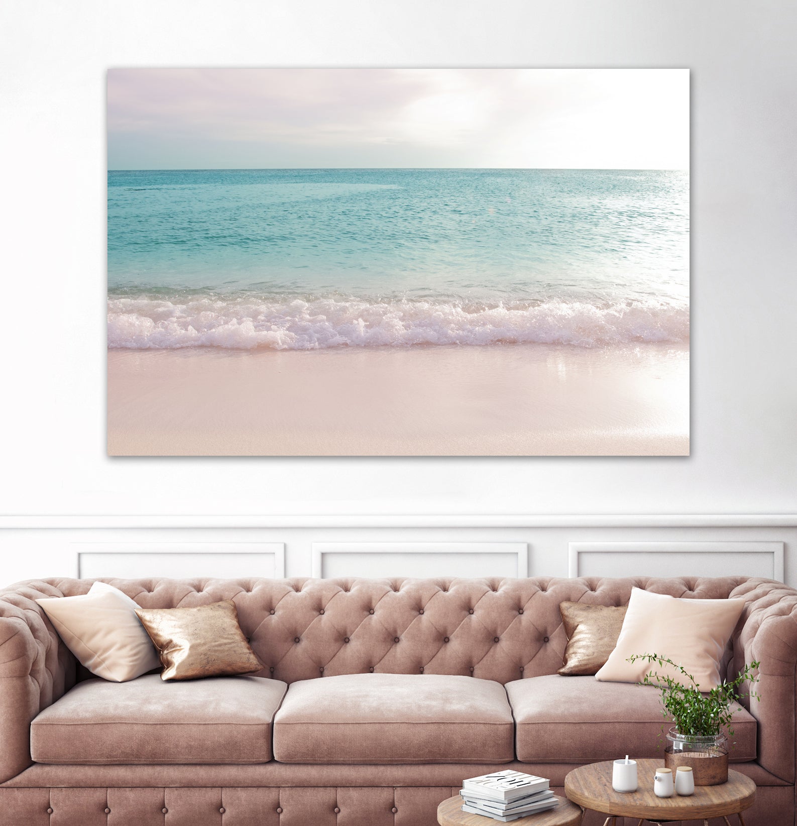 Soft Pastel Ocean Waves 1 by Anitas Bellas Art on GIANT ART - pink coastal carabeean sea 