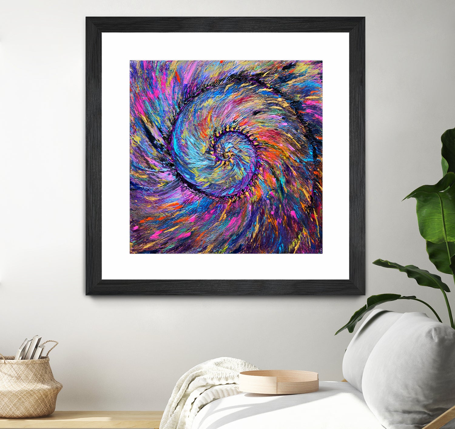 Superb Spiral Rainbow Amonite by Priscilla Batzell on GIANT ART - fuchsia mixed media