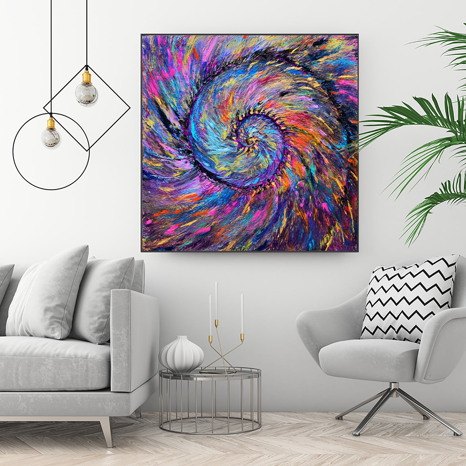 Superb Spiral Rainbow Amonite by Priscilla Batzell on GIANT ART - fuchsia mixed media