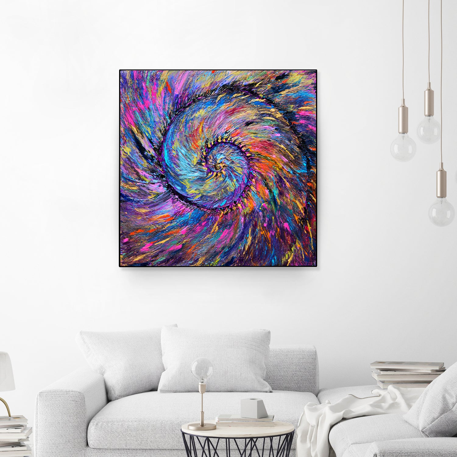 Superb Spiral Rainbow Amonite by Priscilla Batzell on GIANT ART - fuchsia mixed media