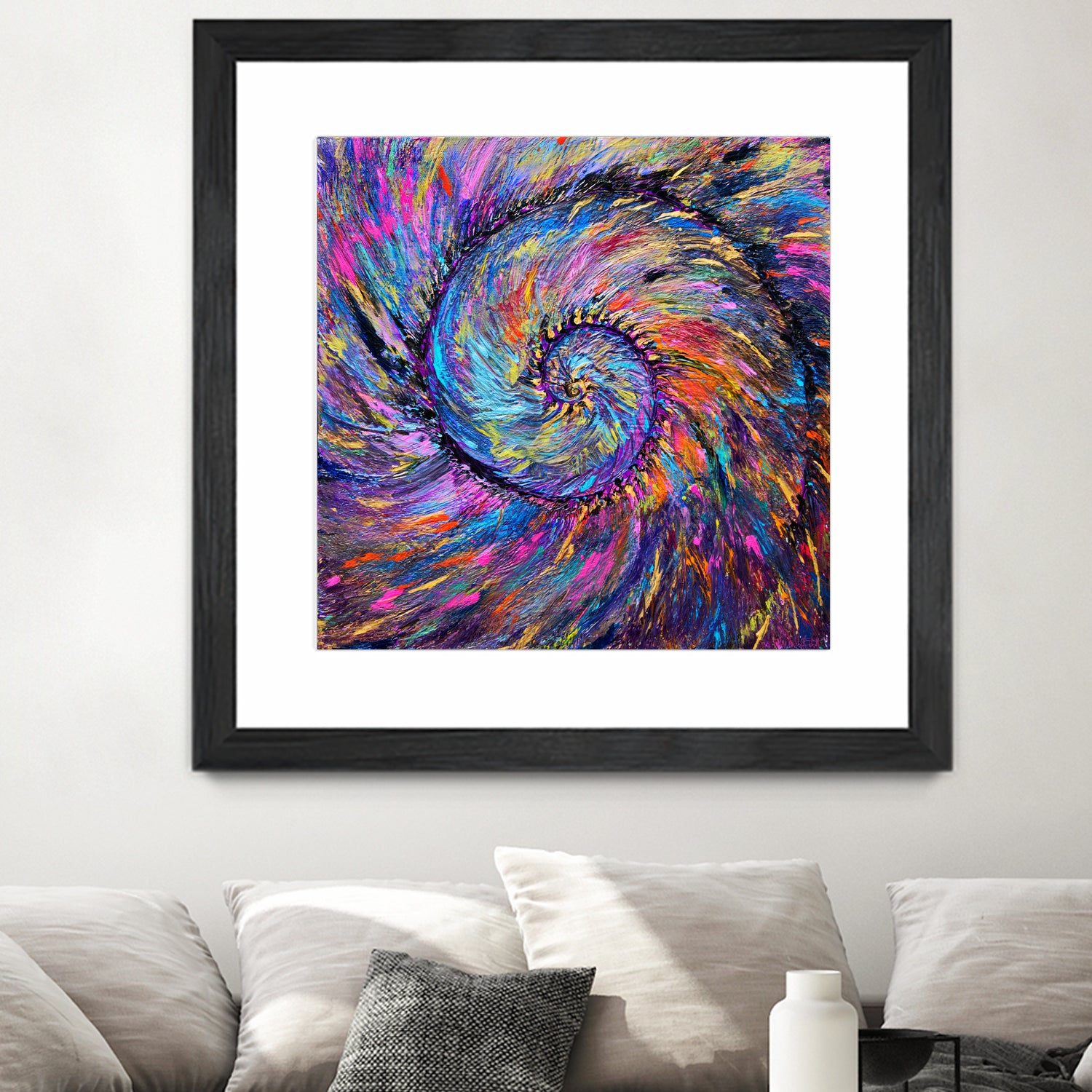 Superb Spiral Rainbow Amonite by Priscilla Batzell on GIANT ART - fuchsia mixed media