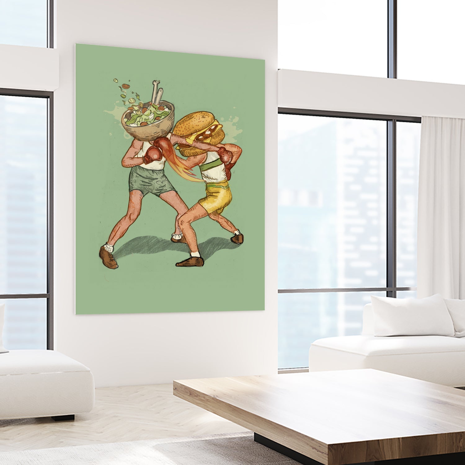 food fight by Alon Braier on GIANT ART - green mixed media