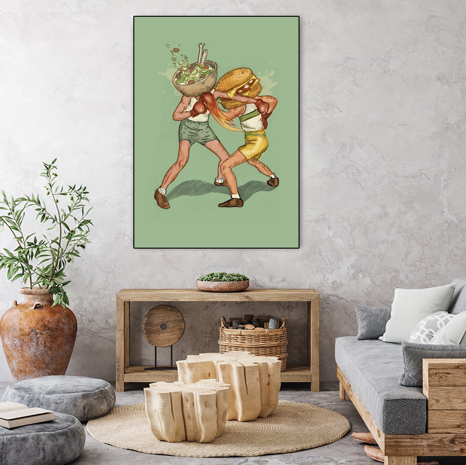 food fight by Alon Braier on GIANT ART - green mixed media