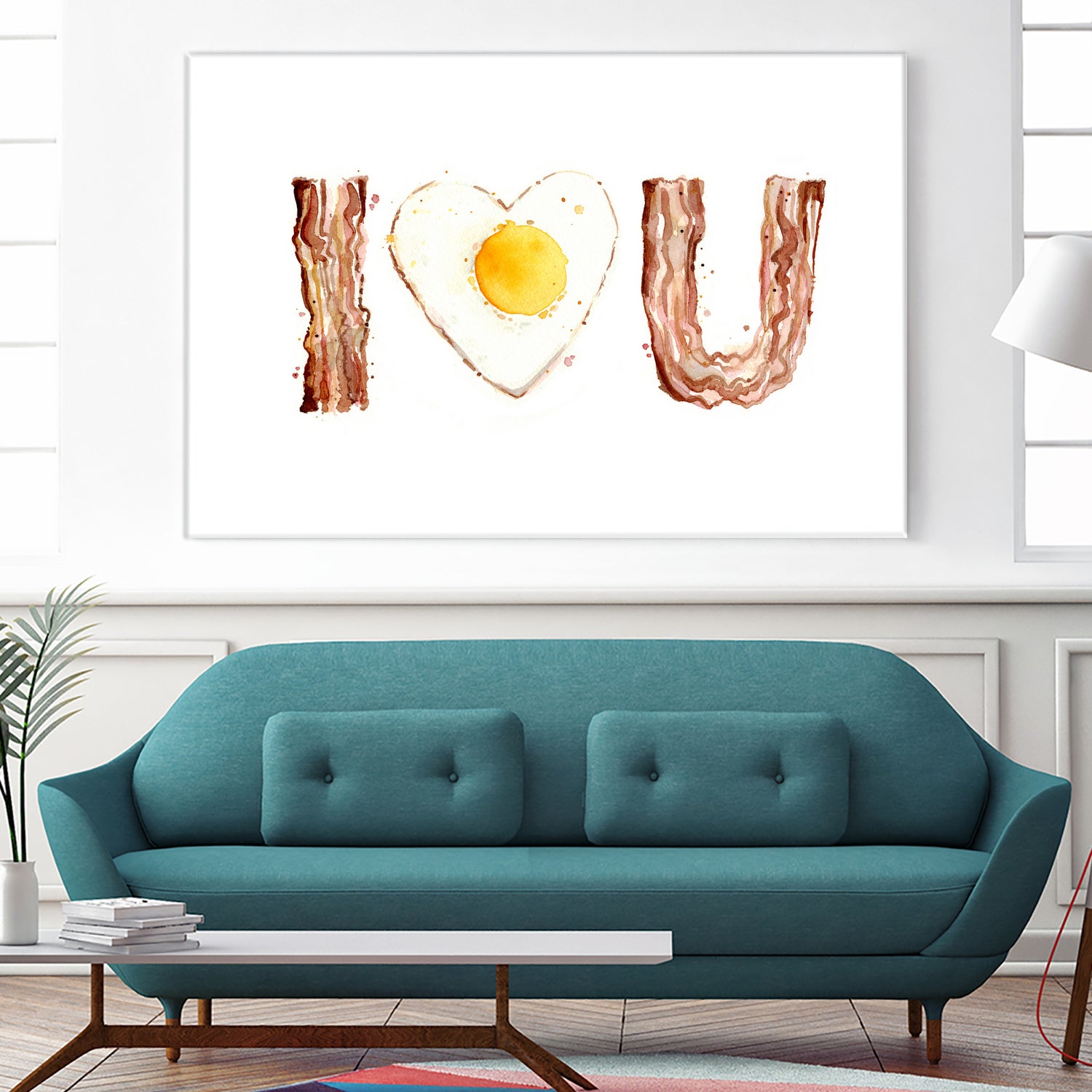 I Heart You Bacon and Egg by Olga Shvartsur on GIANT ART - yellow cartooning