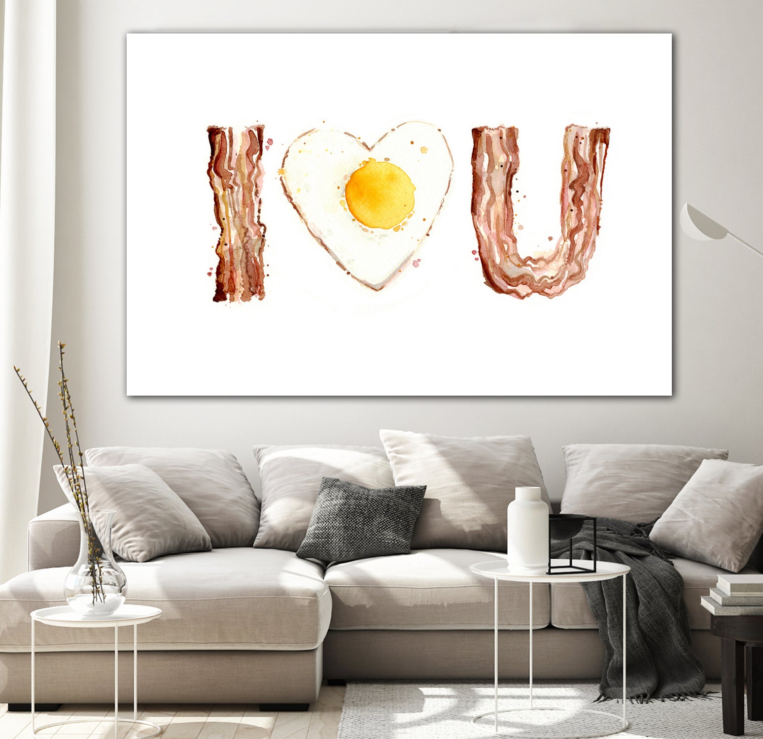 I Heart You Bacon and Egg by Olga Shvartsur on GIANT ART - yellow cartooning