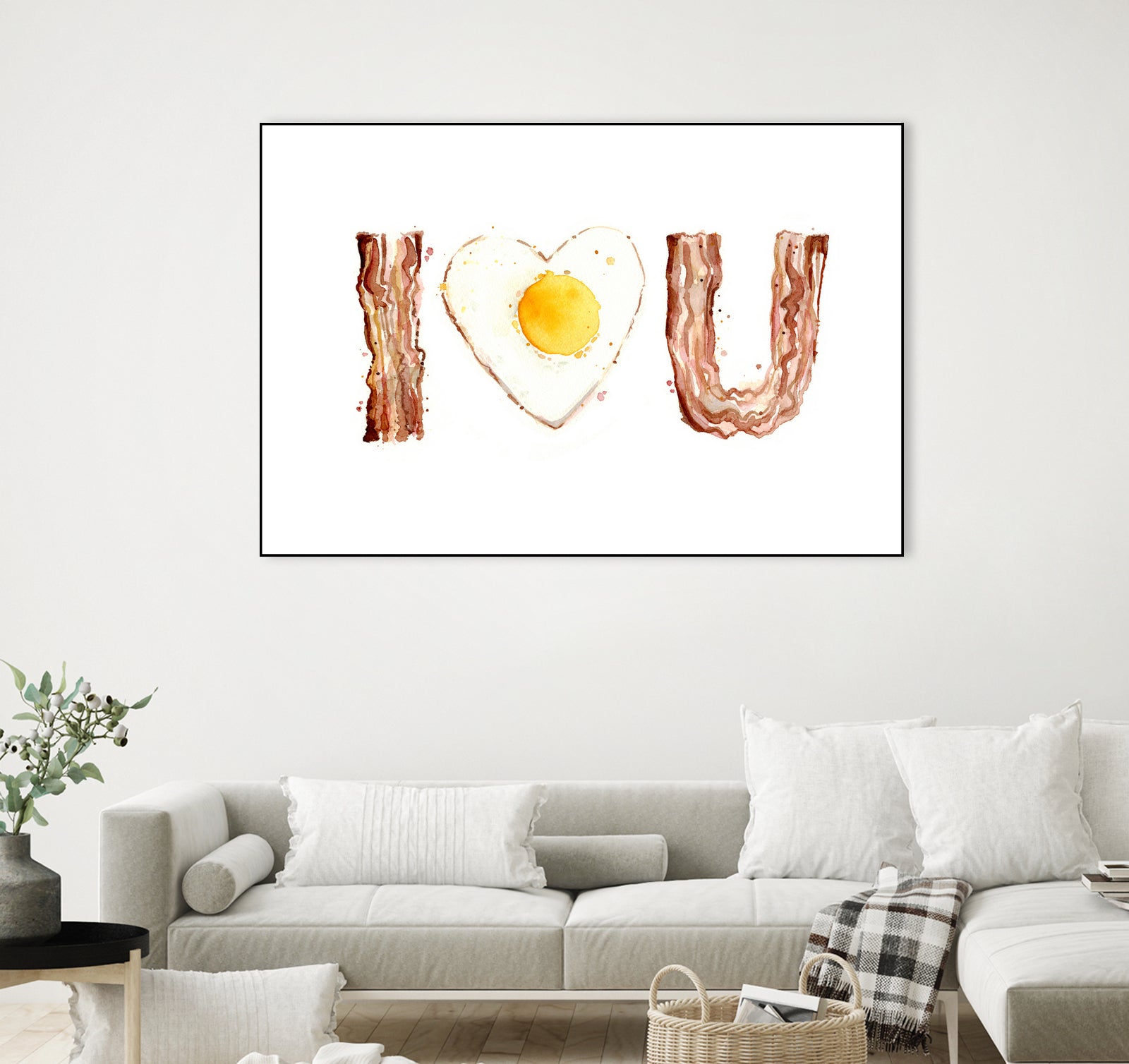 I Heart You Bacon and Egg by Olga Shvartsur on GIANT ART - yellow cartooning