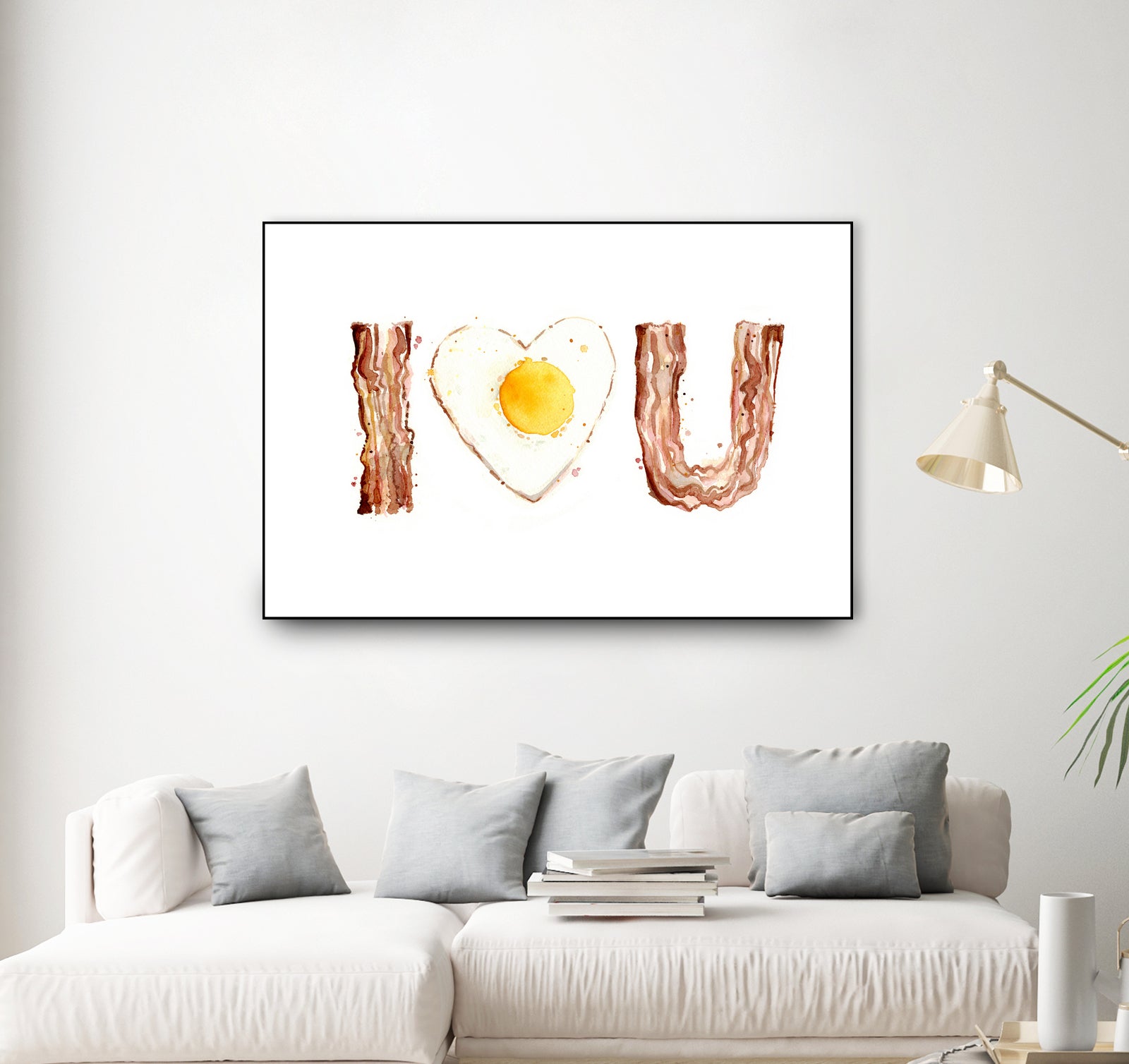 I Heart You Bacon and Egg by Olga Shvartsur on GIANT ART - yellow cartooning