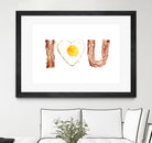 I Heart You Bacon and Egg by Olga Shvartsur on GIANT ART - yellow cartooning