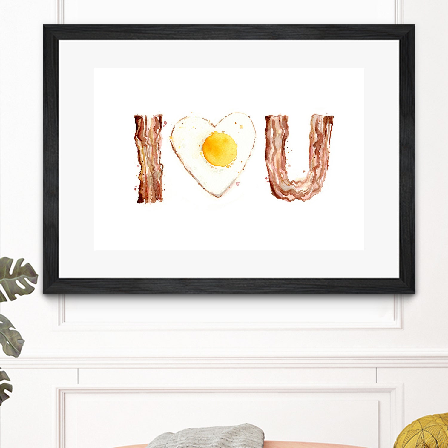 I Heart You Bacon and Egg by Olga Shvartsur on GIANT ART - yellow cartooning