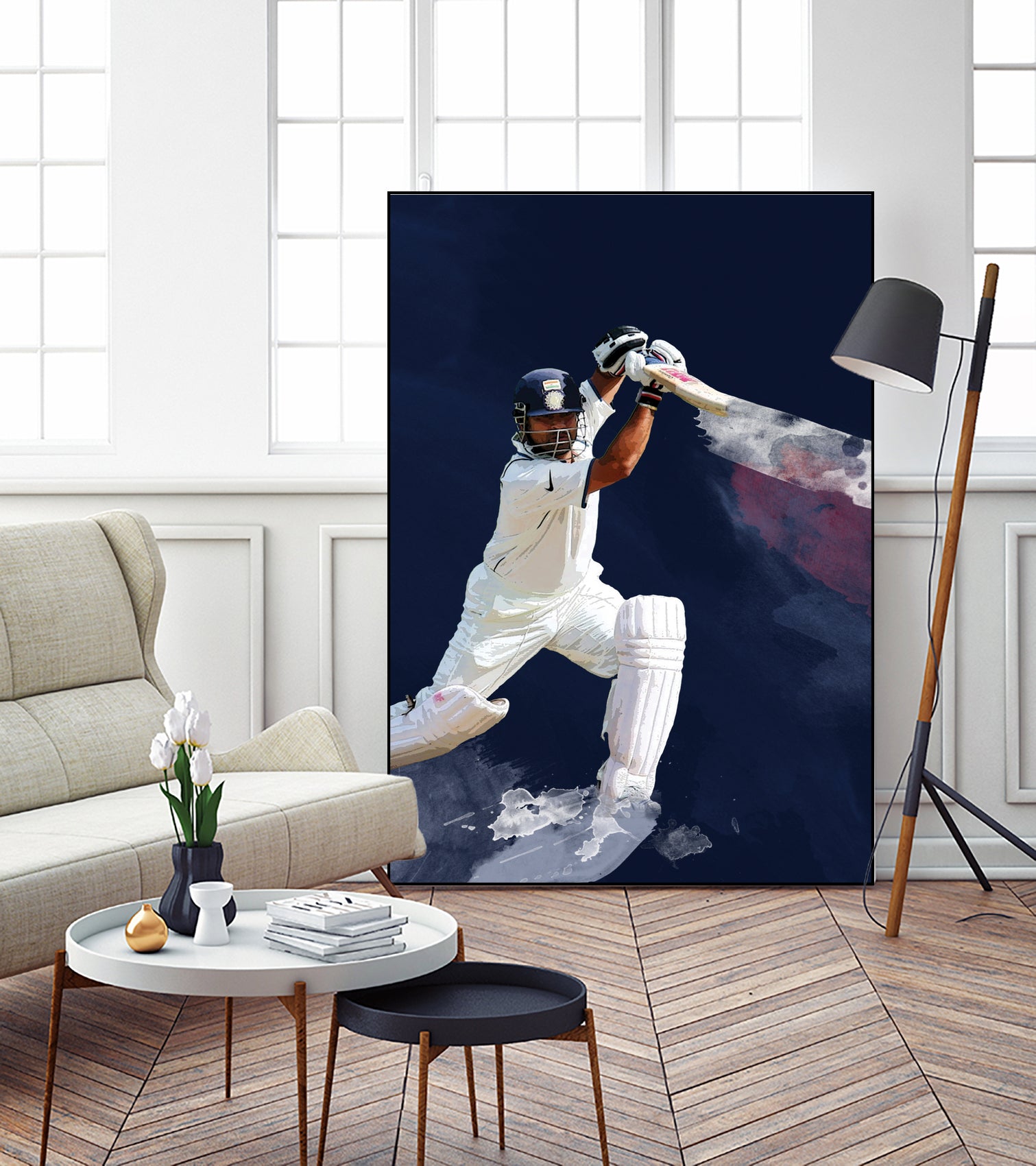 Sachin Tendulkar by Urvashi Suraiya on GIANT ART - blue digital painting