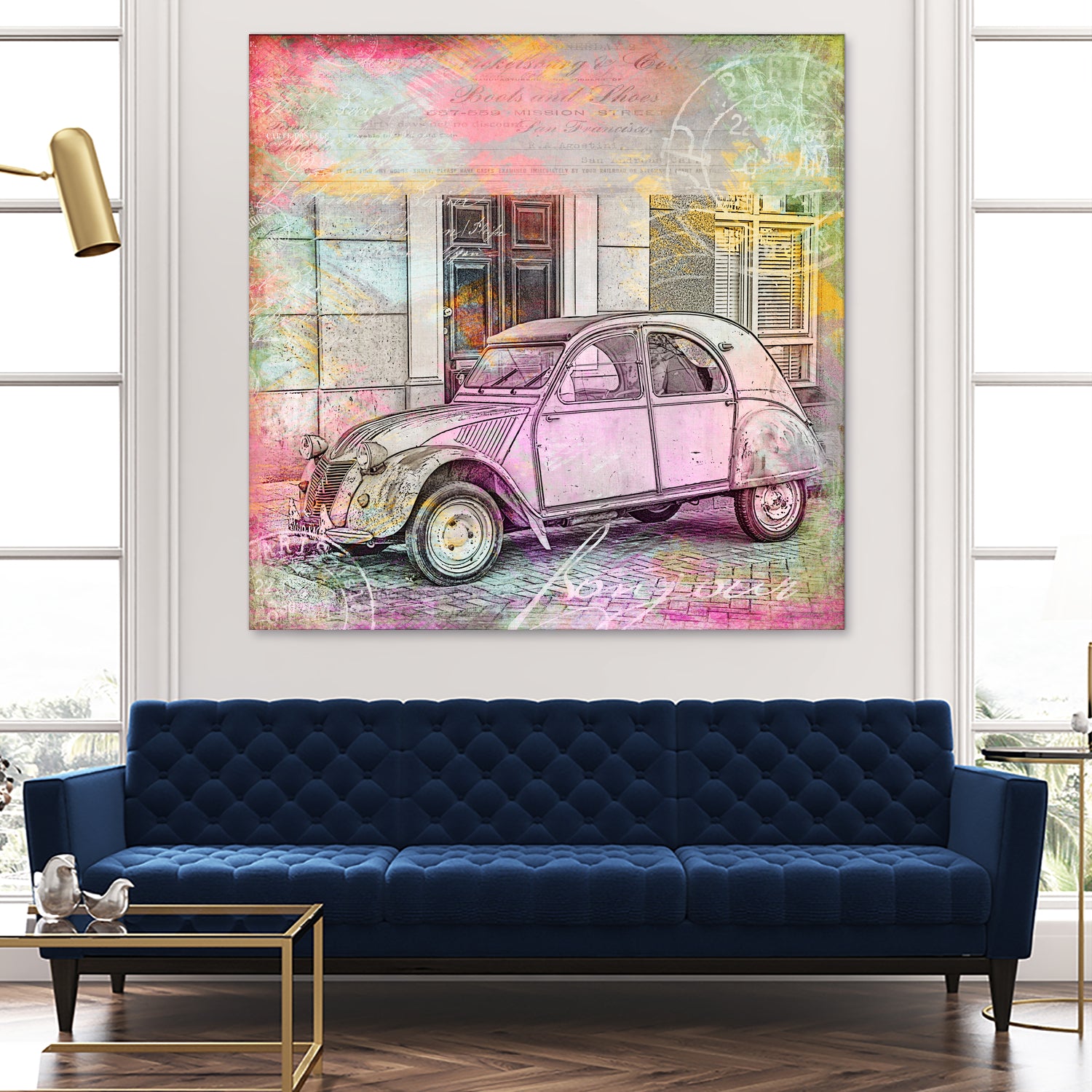 2CV Retro Car by Andrea Haase on GIANT ART - pink photo illustration