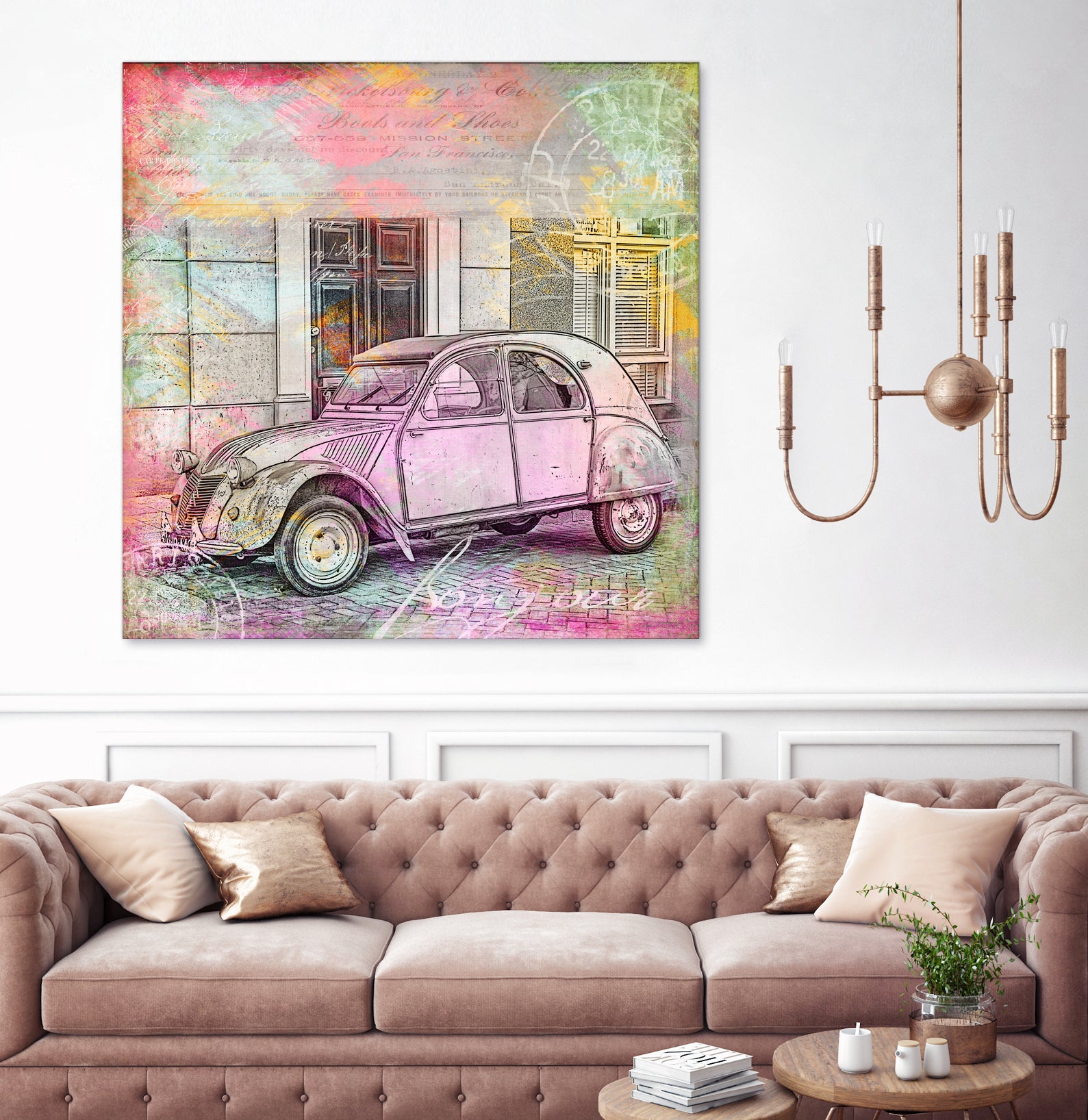 2CV Retro Car by Andrea Haase on GIANT ART - pink photo illustration