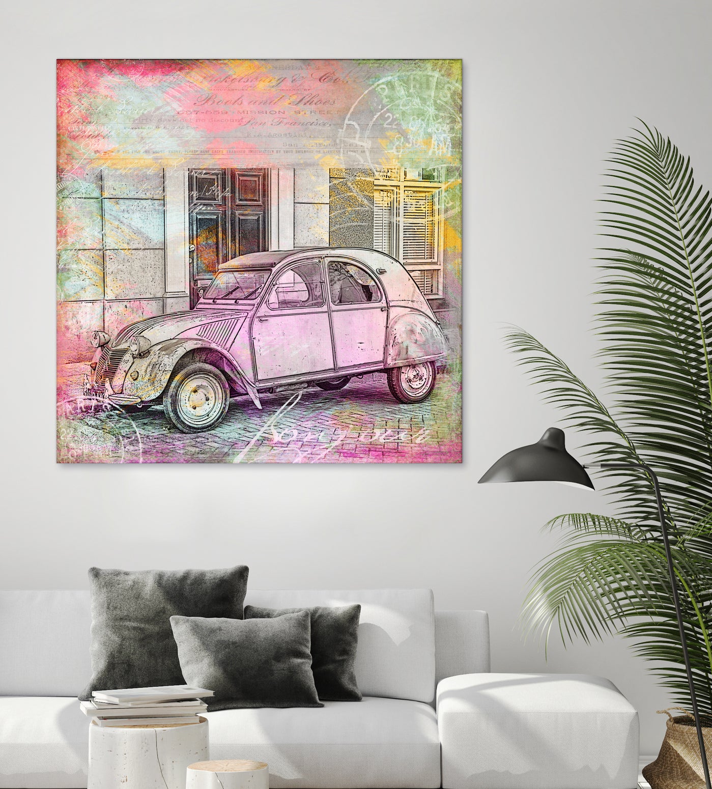 2CV Retro Car by Andrea Haase on GIANT ART - pink photo illustration