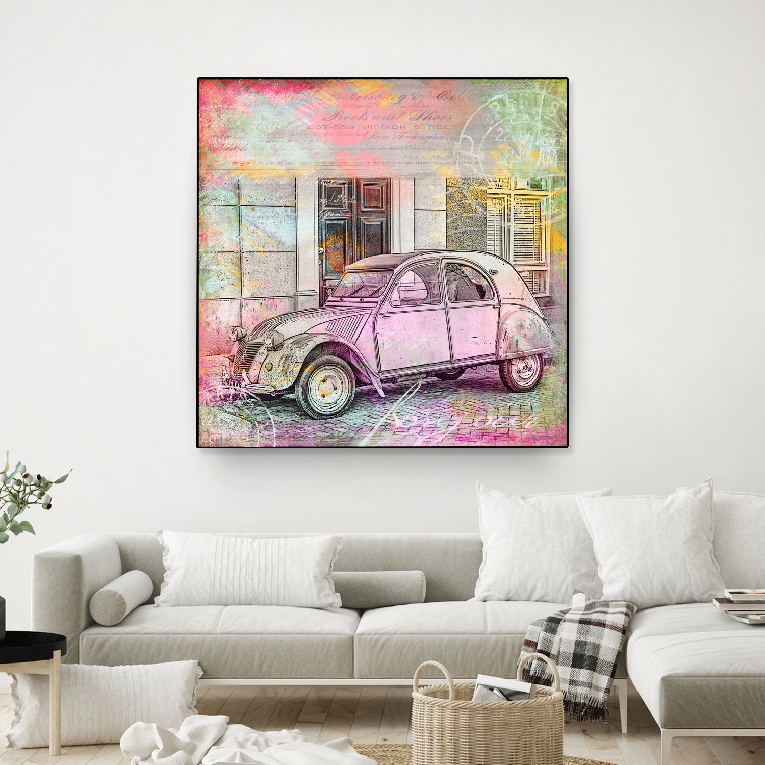 2CV Retro Car by Andrea Haase on GIANT ART - pink photo illustration