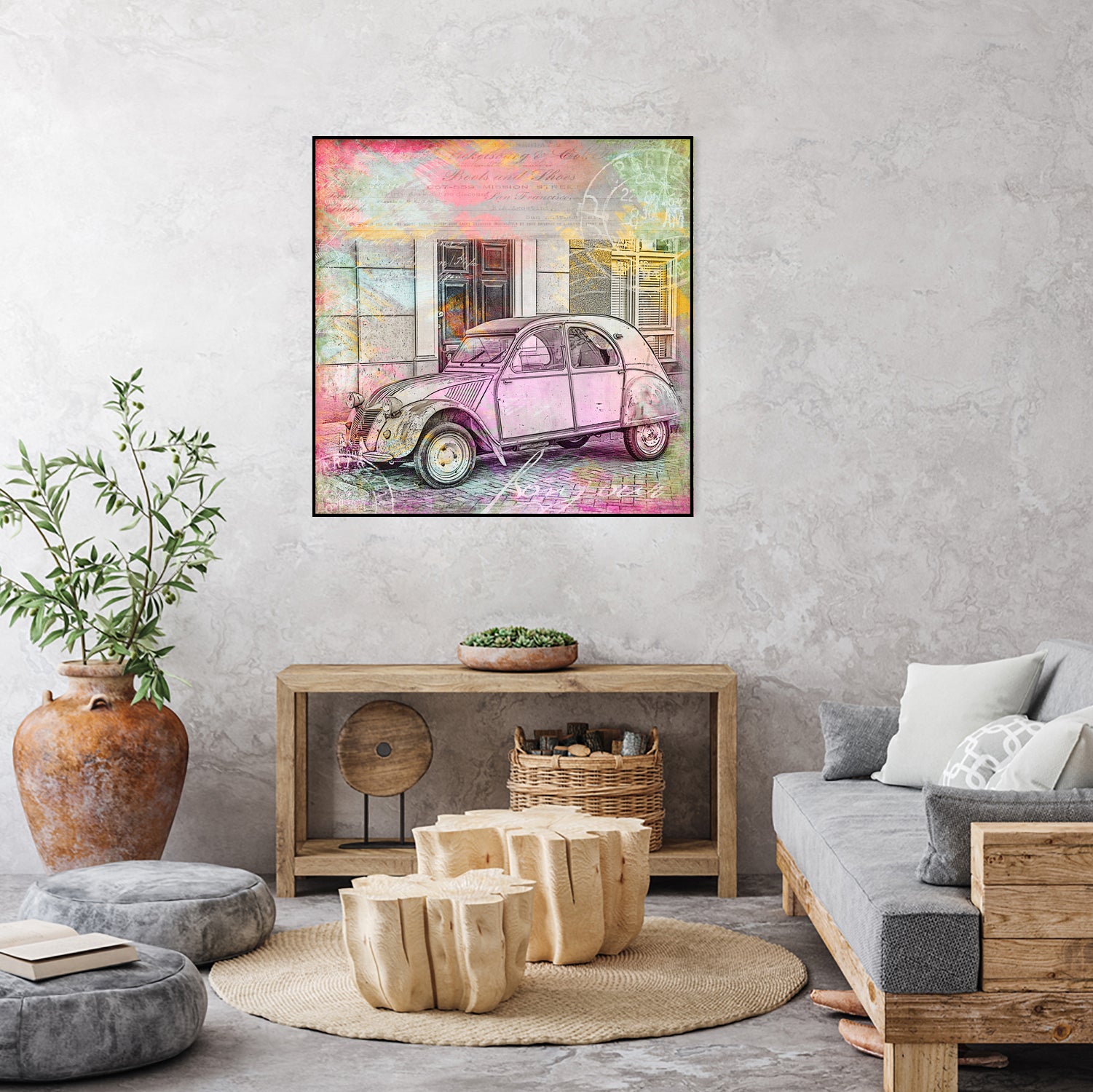 2CV Retro Car by Andrea Haase on GIANT ART - pink photo illustration