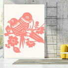 Love Birds Coral by Thomas Fernez on GIANT ART - pink digital drawing