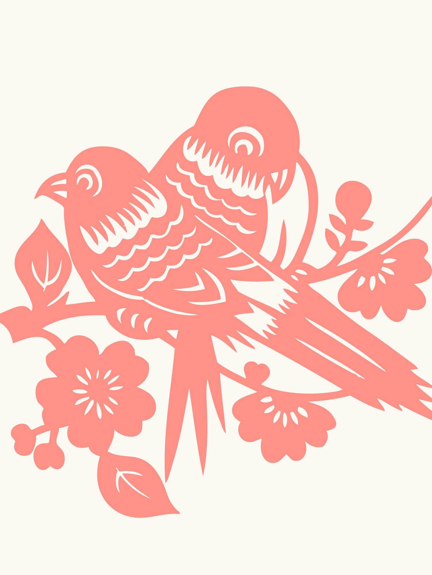 Love Birds Coral by Thomas Fernez on GIANT ART - pink digital drawing