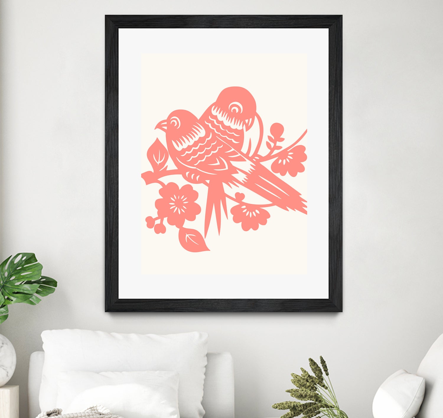 Love Birds Coral by Thomas Fernez on GIANT ART - pink digital drawing