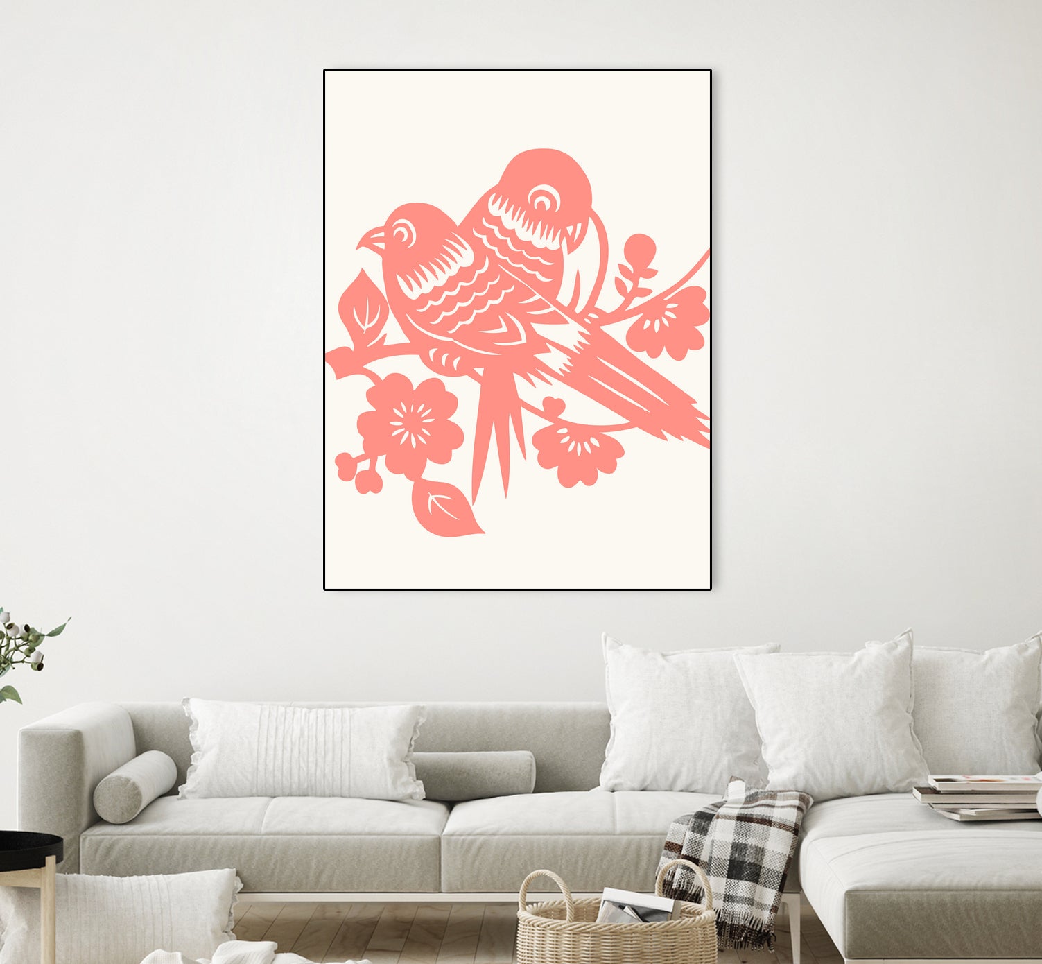 Love Birds Coral by Thomas Fernez on GIANT ART - pink digital drawing