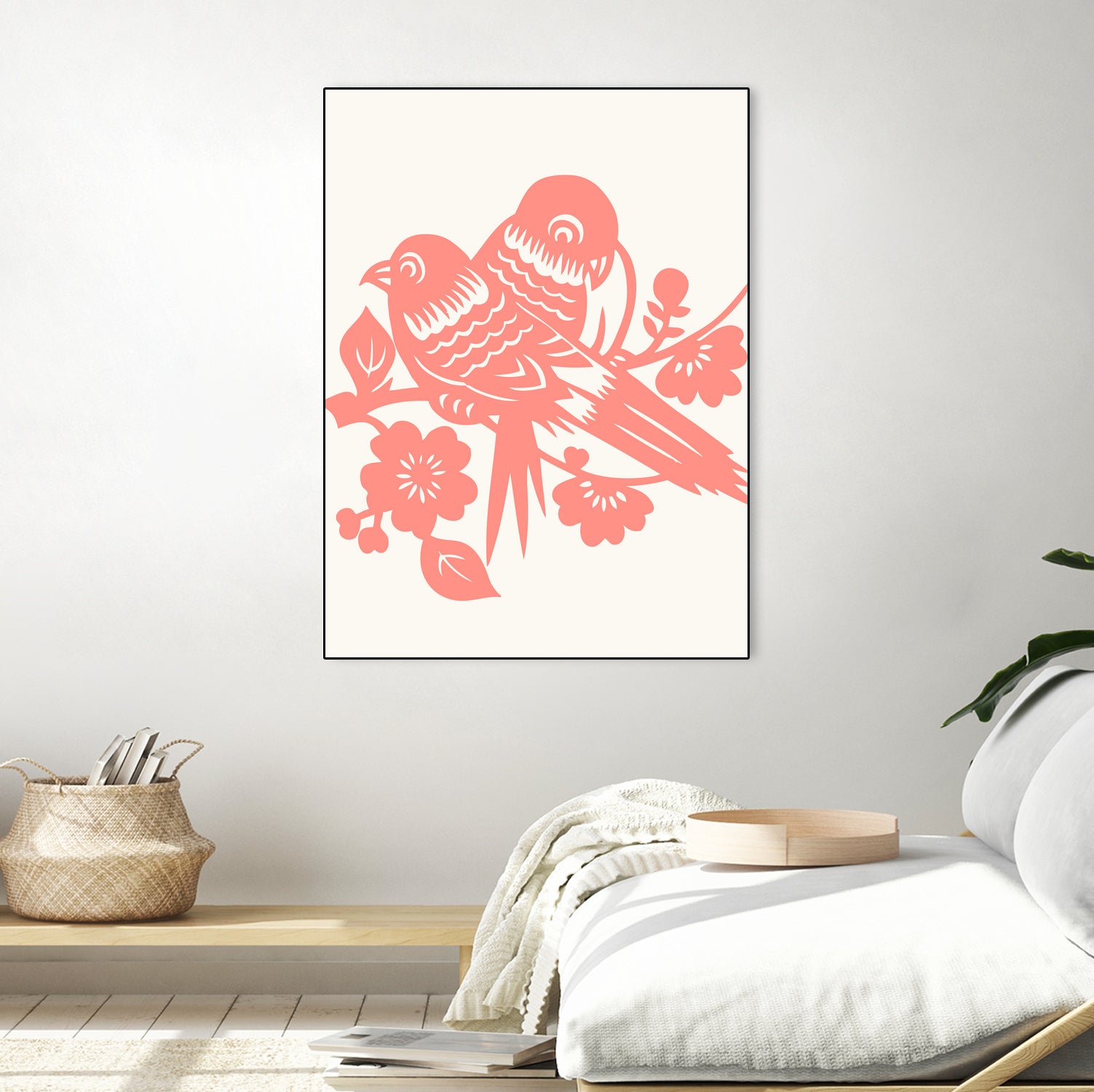 Love Birds Coral by Thomas Fernez on GIANT ART - pink digital drawing