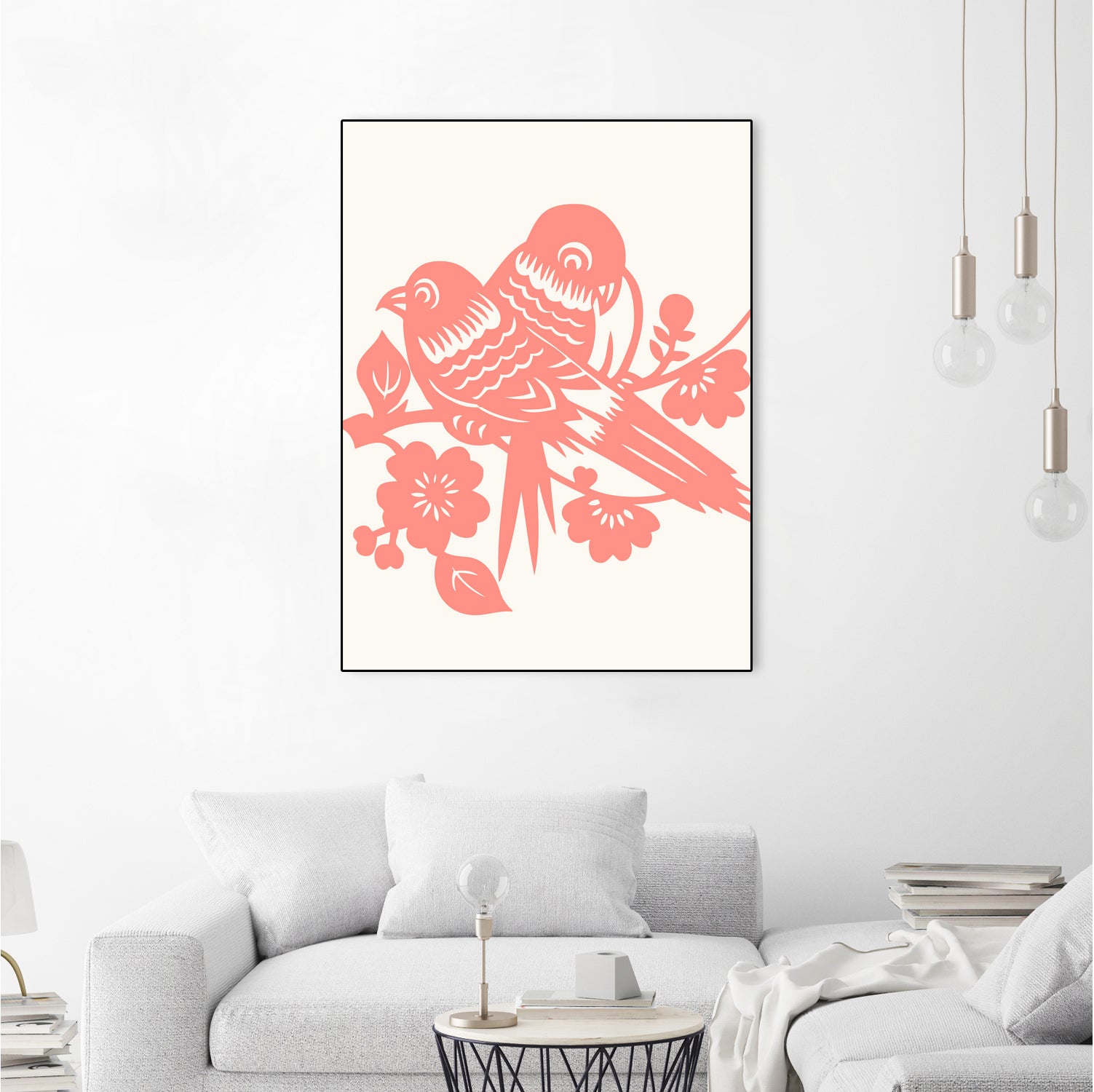 Love Birds Coral by Thomas Fernez on GIANT ART - pink digital drawing