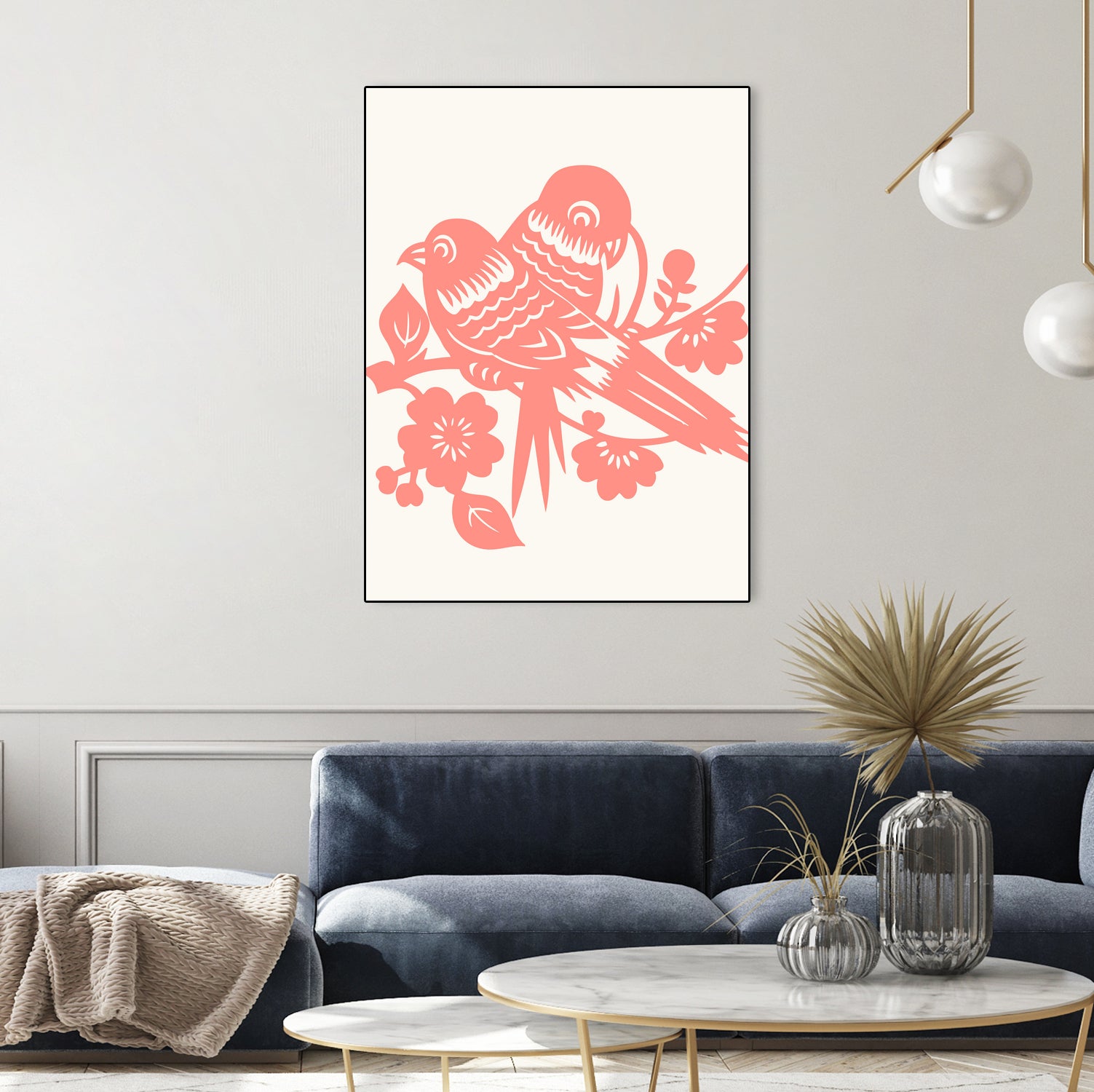 Love Birds Coral by Thomas Fernez on GIANT ART - pink digital drawing