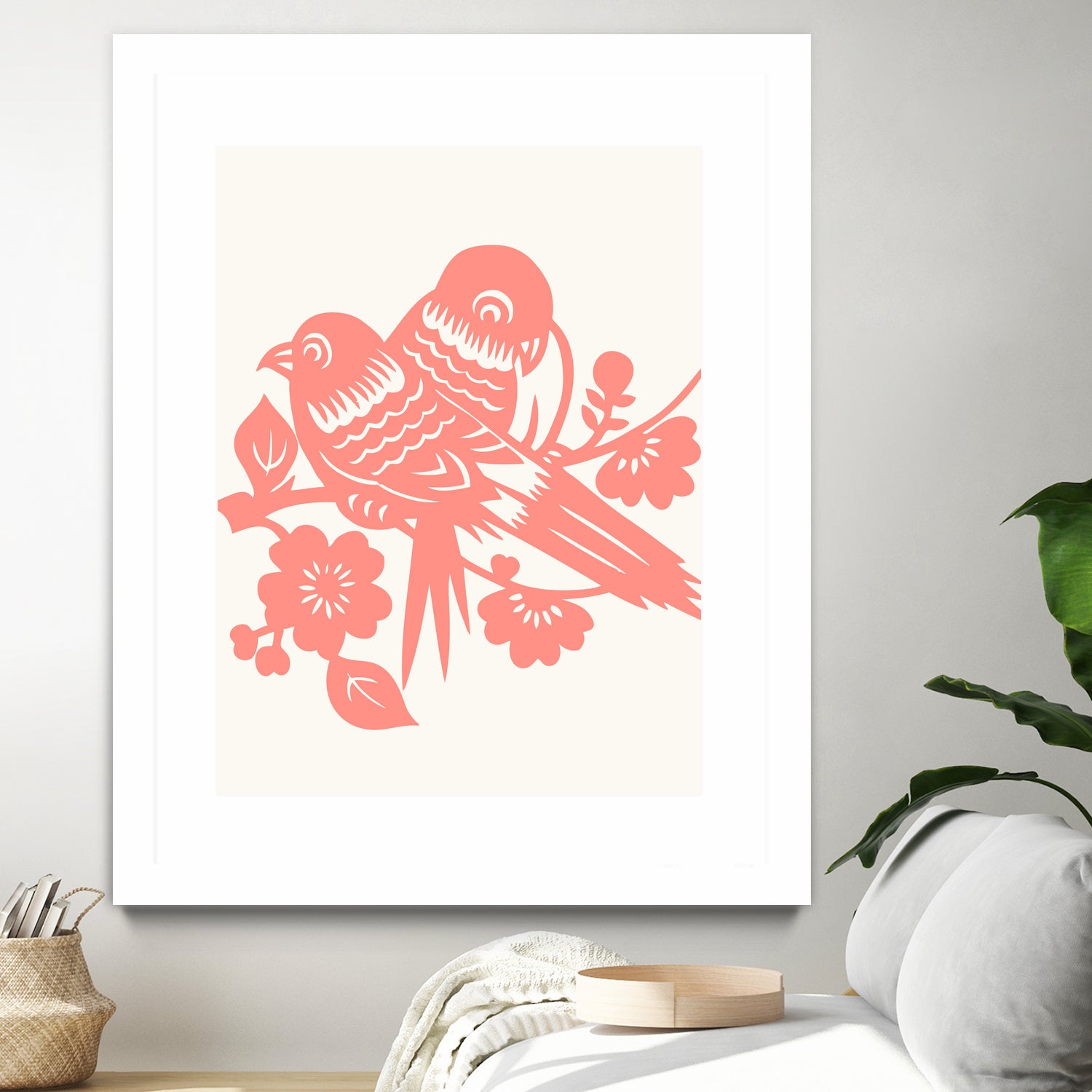 Love Birds Coral by Thomas Fernez on GIANT ART - pink digital drawing