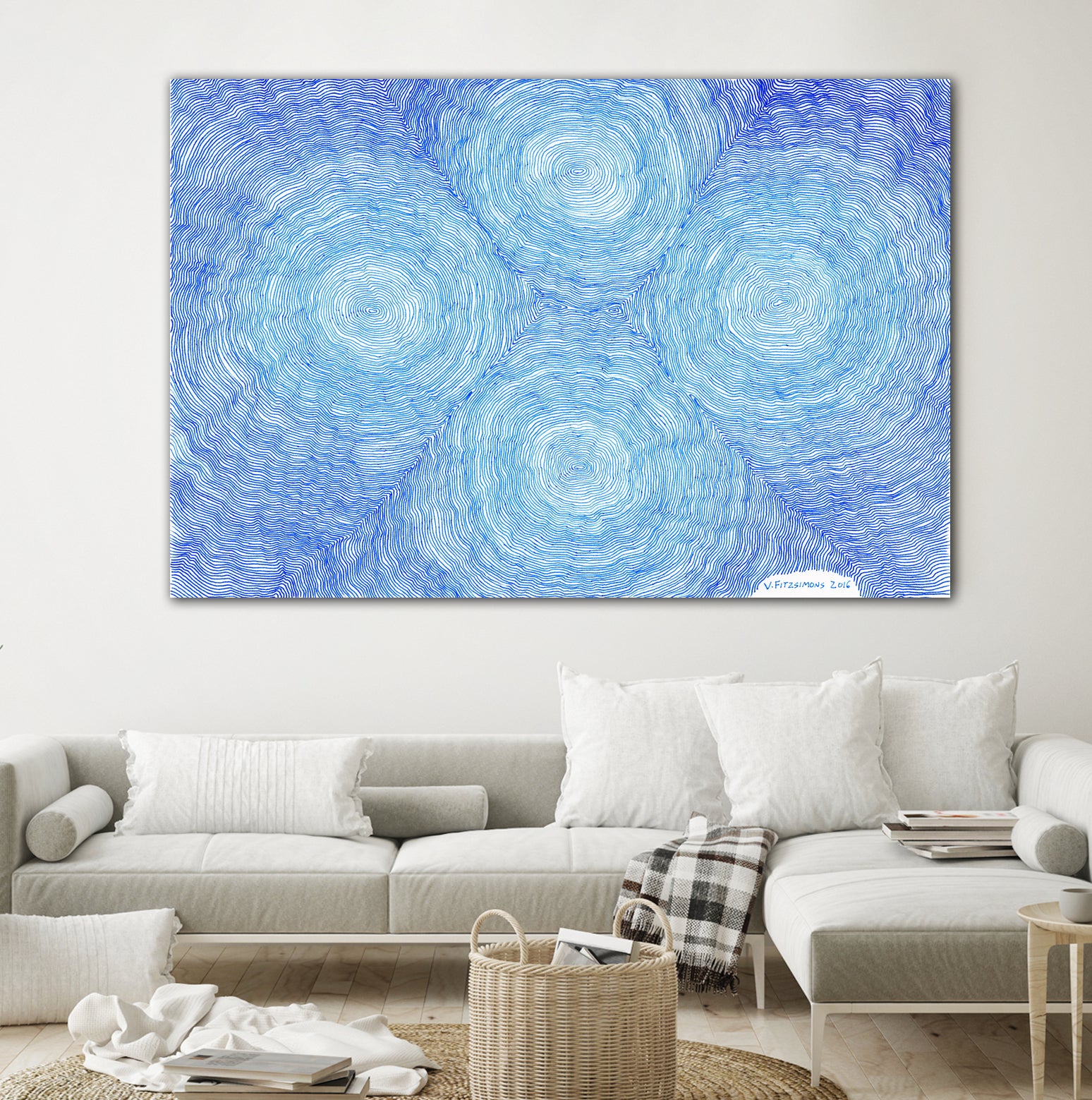 Blue ripples, four loci by Victor Fitzsimons on GIANT ART - blue mixed media