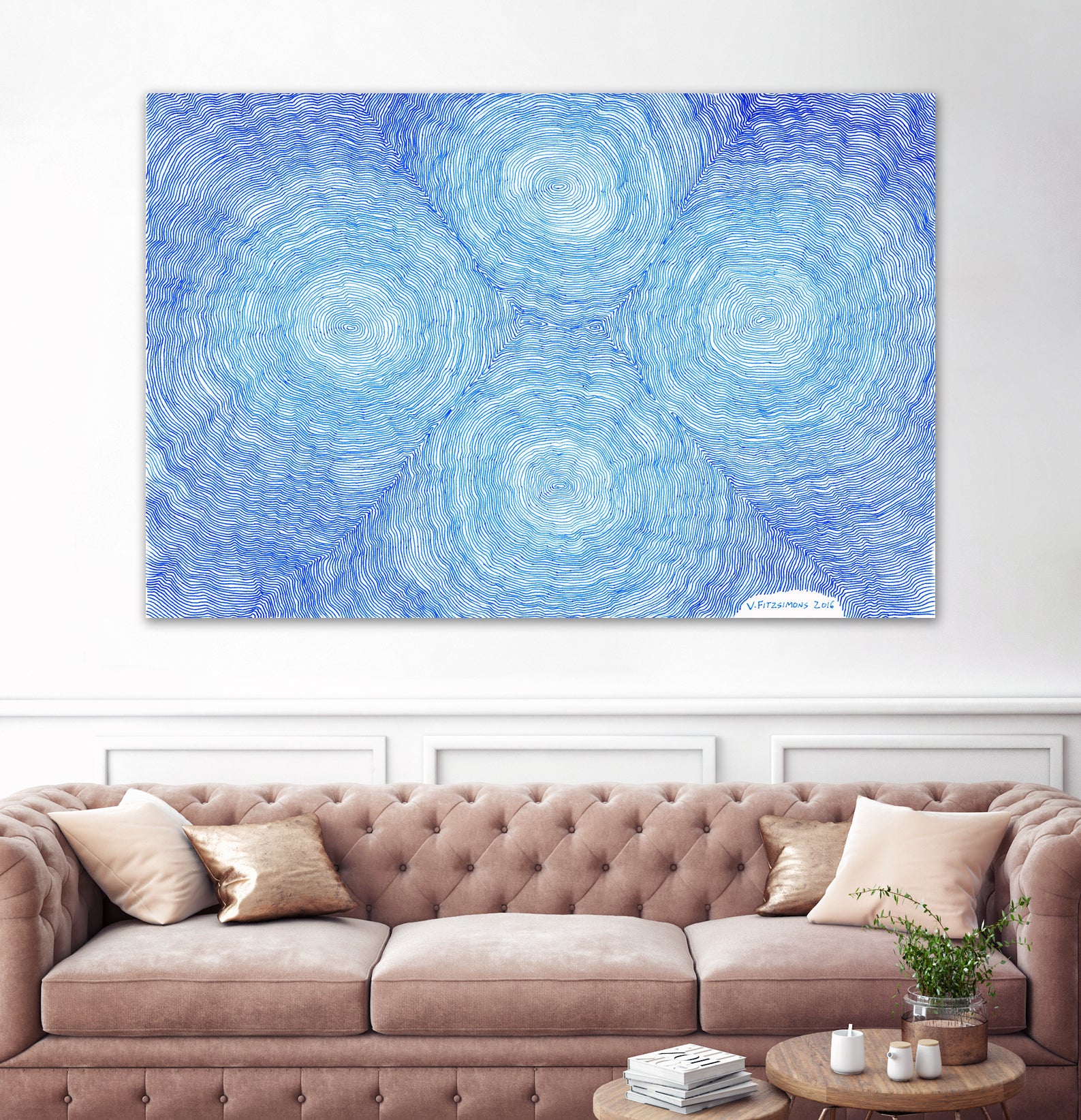 Blue ripples, four loci by Victor Fitzsimons on GIANT ART - blue mixed media