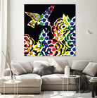 Hummingbird Dots Black by Thomas Fernez on GIANT ART - black digital painting