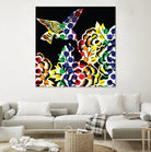 Hummingbird Dots Black by Thomas Fernez on GIANT ART - black digital painting