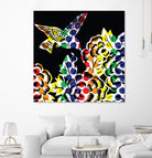 Hummingbird Dots Black by Thomas Fernez on GIANT ART - black digital painting