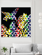 Hummingbird Dots Black by Thomas Fernez on GIANT ART - black digital painting