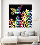 Hummingbird Dots Black by Thomas Fernez on GIANT ART - black digital painting