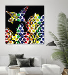 Hummingbird Dots Black by Thomas Fernez on GIANT ART - black digital painting