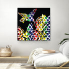 Hummingbird Dots Black by Thomas Fernez on GIANT ART - black digital painting