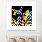 Hummingbird Dots Black by Thomas Fernez on GIANT ART - black digital painting