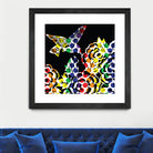 Hummingbird Dots Black by Thomas Fernez on GIANT ART - black digital painting