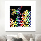 Hummingbird Dots Black by Thomas Fernez on GIANT ART - black digital painting