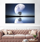 moon night river sky nature by Herman Wijanarko on GIANT ART - blue vector illustration