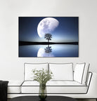 moon night river sky nature by Herman Wijanarko on GIANT ART - blue vector illustration