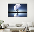 moon night river sky nature by Herman Wijanarko on GIANT ART - blue vector illustration