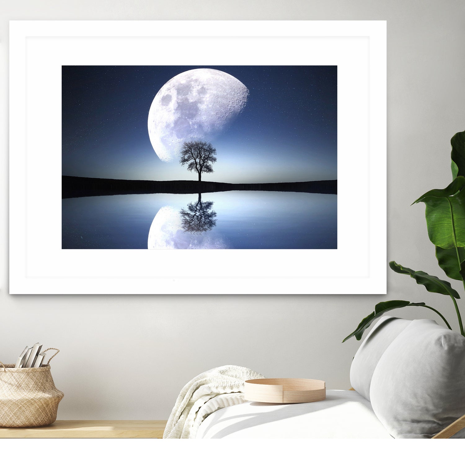 moon night river sky nature by Herman Wijanarko on GIANT ART - blue vector illustration