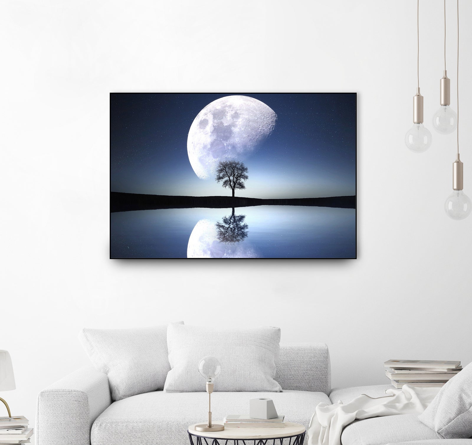 moon night river sky nature by Herman Wijanarko on GIANT ART - blue vector illustration