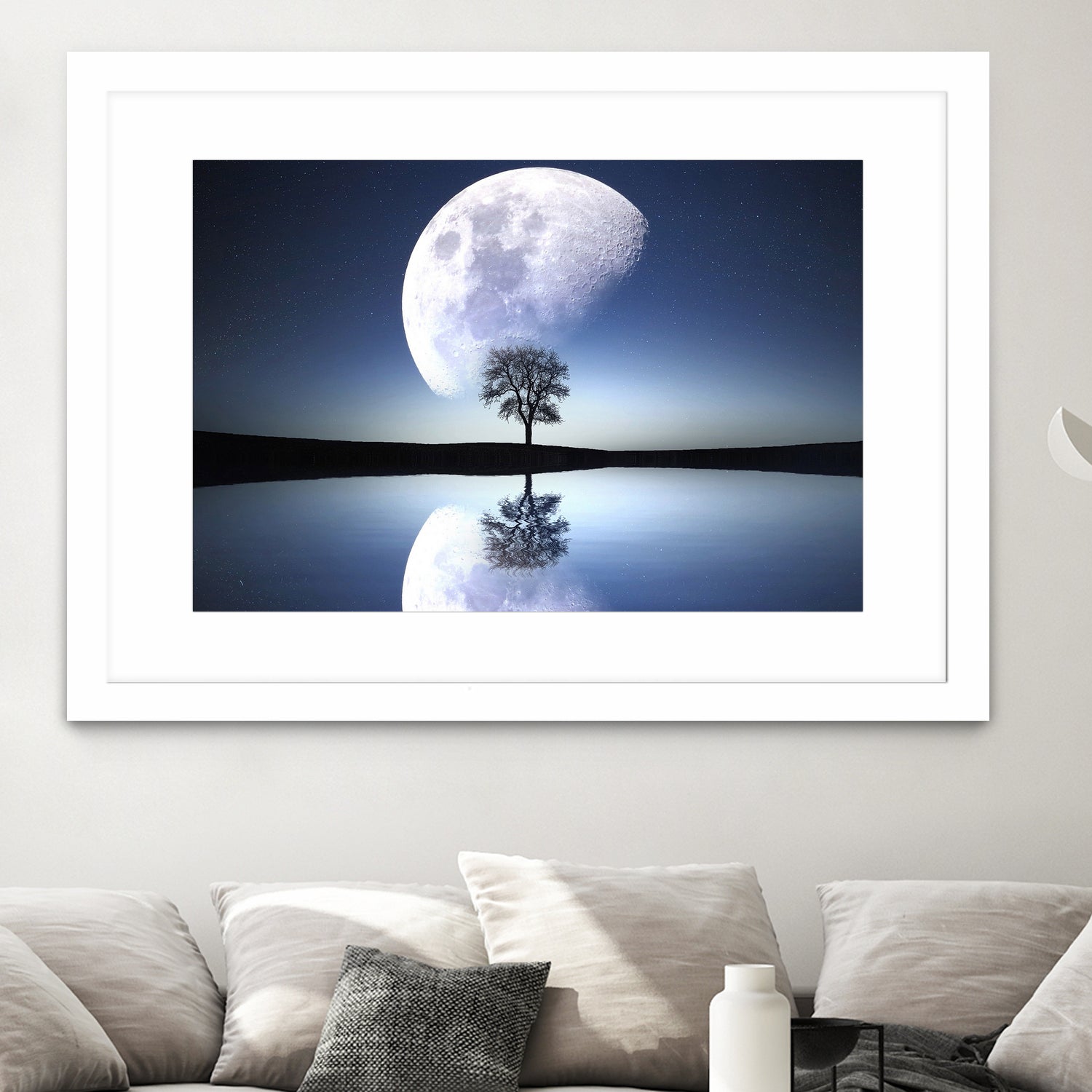 moon night river sky nature by Herman Wijanarko on GIANT ART - blue vector illustration