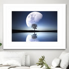 moon night river sky nature by Herman Wijanarko on GIANT ART - blue vector illustration