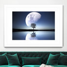 moon night river sky nature by Herman Wijanarko on GIANT ART - blue vector illustration