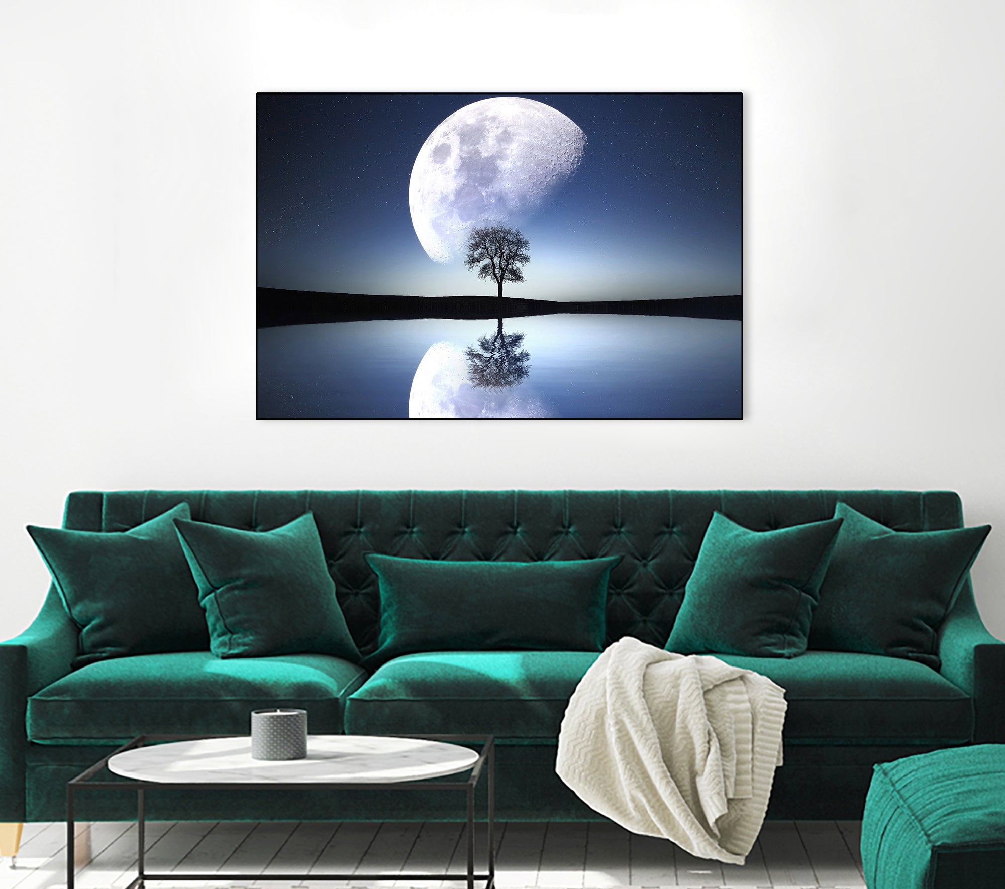 moon night river sky nature by Herman Wijanarko on GIANT ART - blue vector illustration