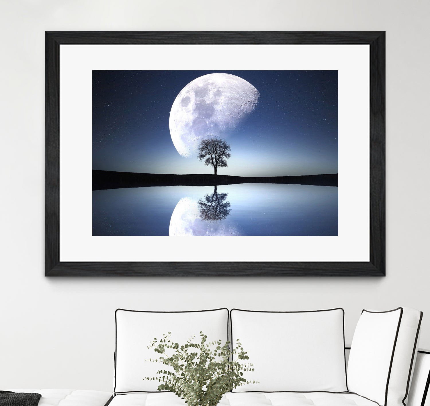 moon night river sky nature by Herman Wijanarko on GIANT ART - blue vector illustration