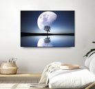 moon night river sky nature by Herman Wijanarko on GIANT ART - blue vector illustration